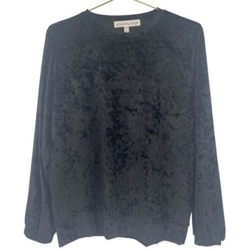 NWT Paisley Raye Medium Black velvet long sleeve top